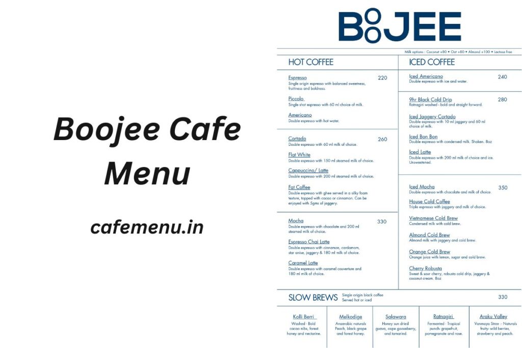 Boojee Cafe Menu