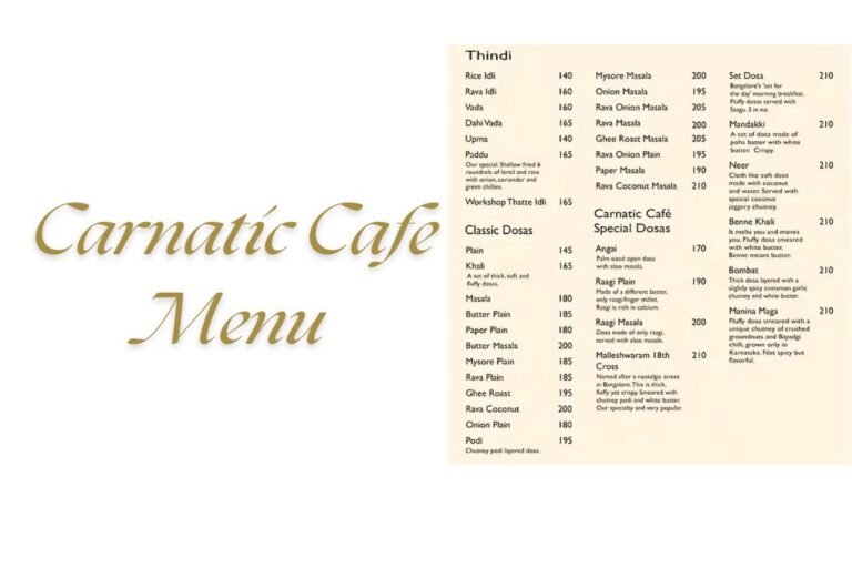 Carnatic Cafe Menu