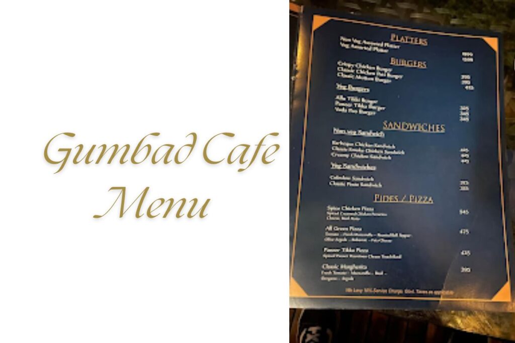 Gumbad Cafe Menu