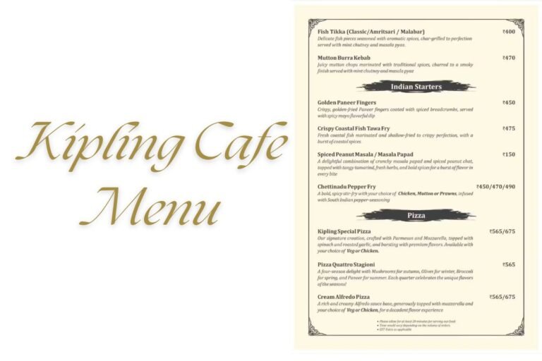 Kipling Cafe Menu