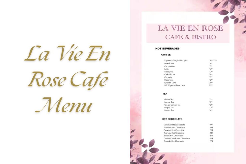 La Vie En Rose Cafe Menu