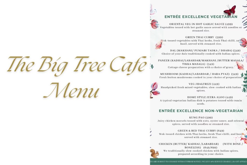 The Big Tree Cafe Menu