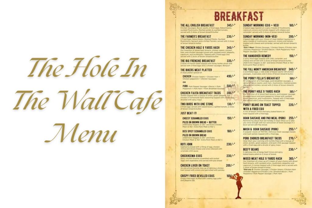 The Hole In The Wall Cafe Menu