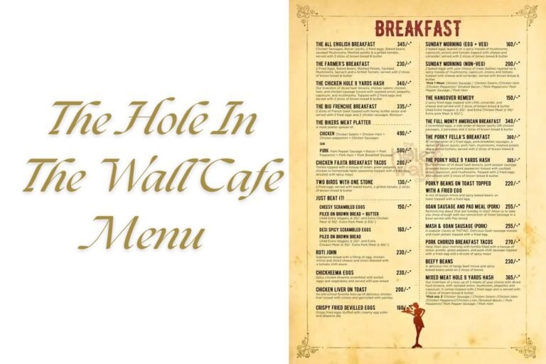 The Hole In The Wall Cafe Menu