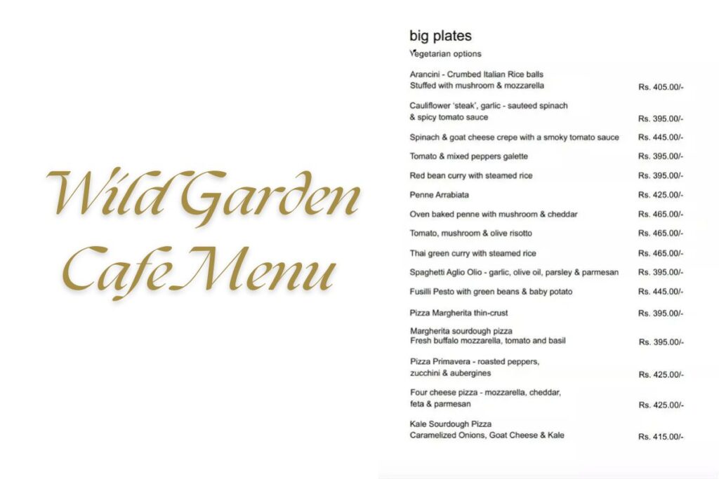 Wild Garden Cafe Menu