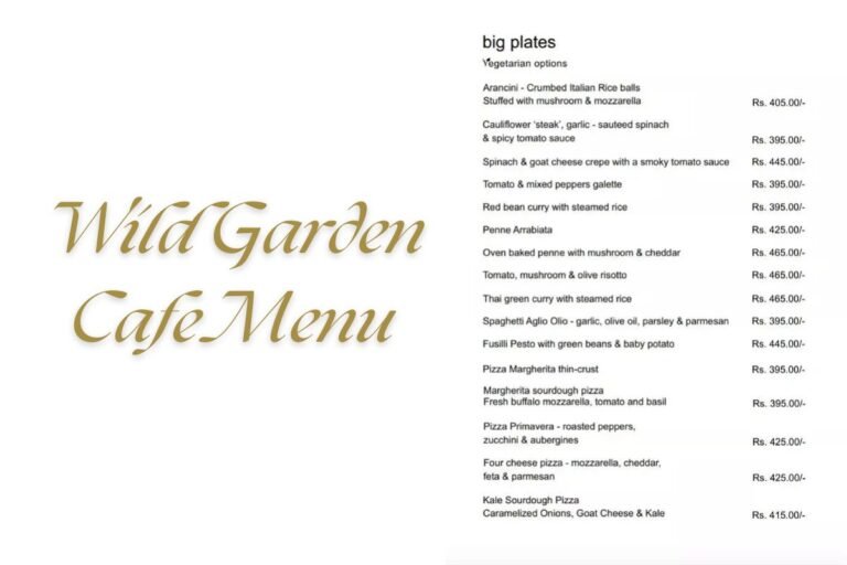 Wild Garden Cafe Menu