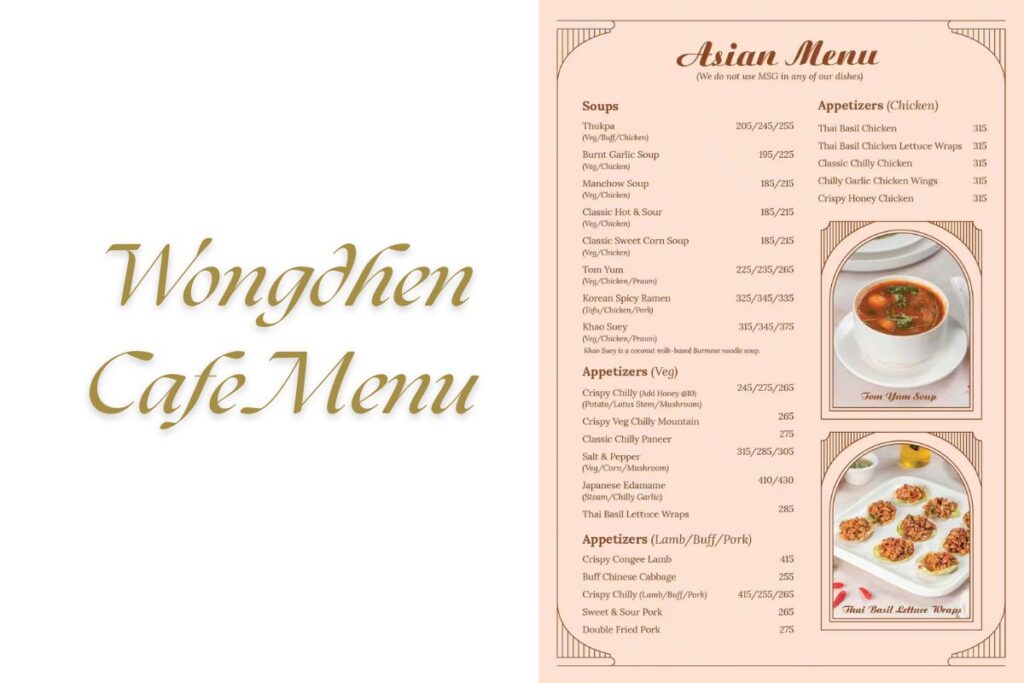 Wongdhen Cafe Menu